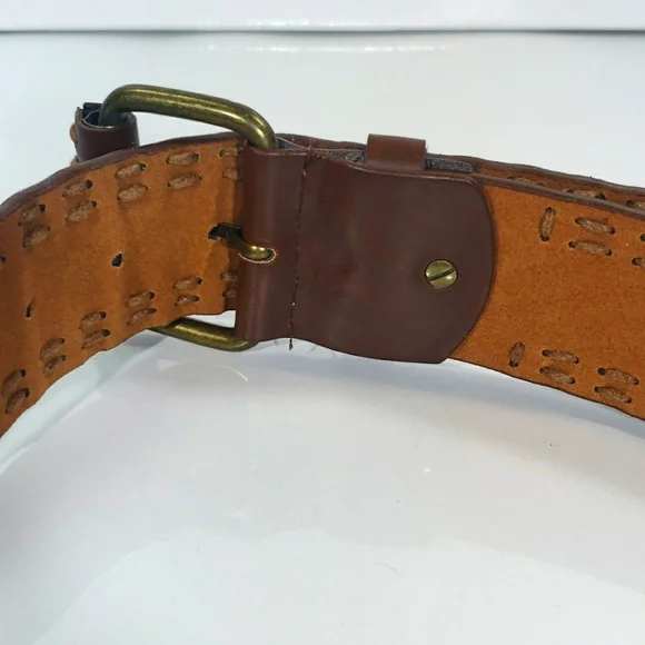 Antique Handmade ,3 Pieces / Elegant Men's Leather Belt &Hand Stitching